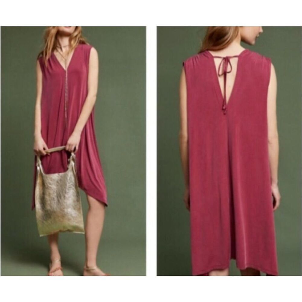 Anthropologie Eri + Ali Brielle Dress womens waterfall shift mauve size Small